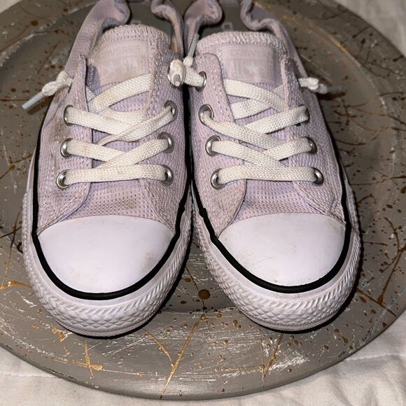 Converse 7 Women’s White Textured Canvas Slip On Lace up Skateboard Shoes Sneaks - Picture 4 of 12